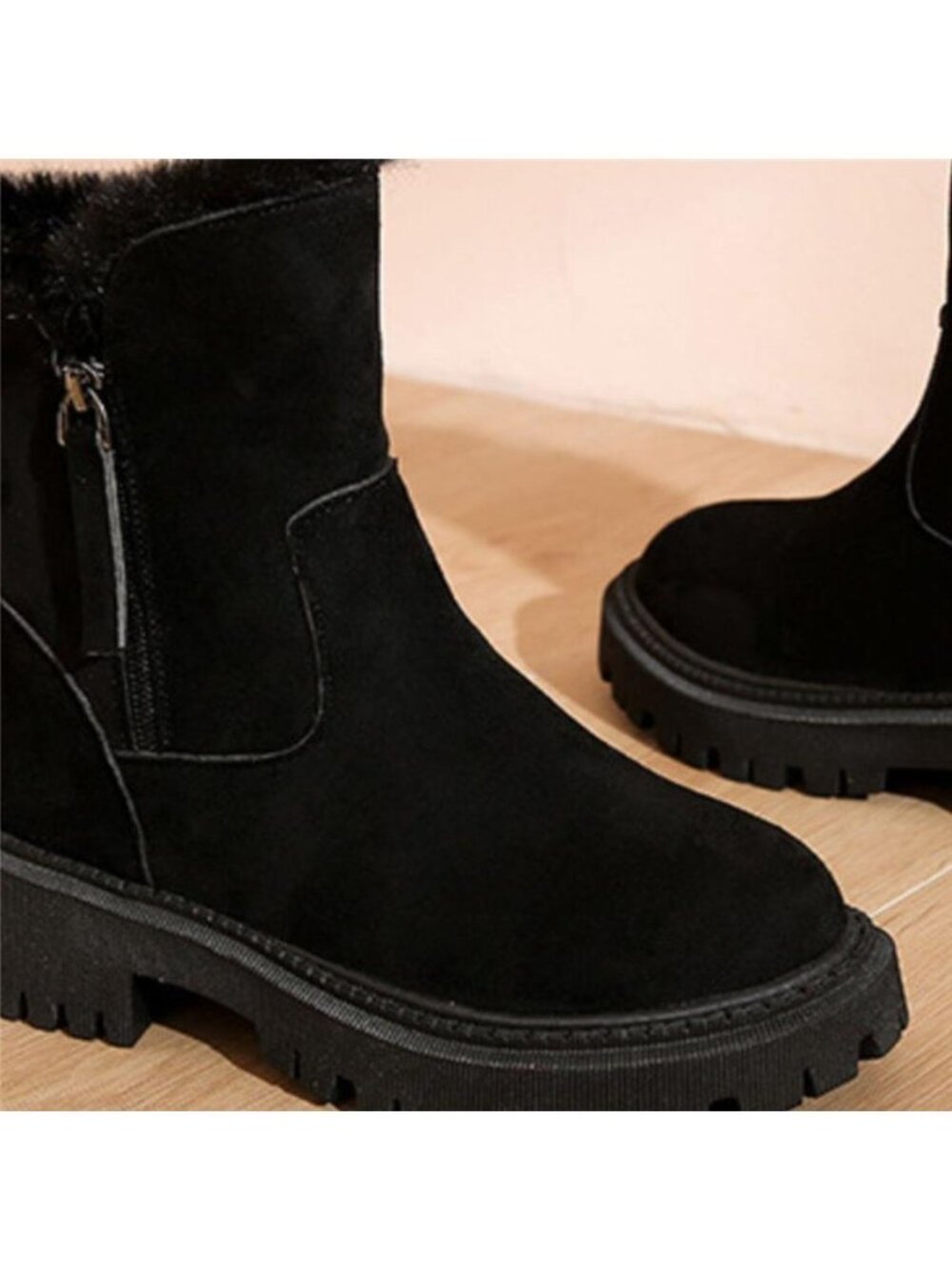 Round Toe Side Zipper Boots